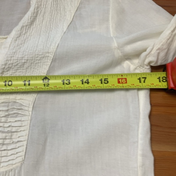 Devoted Sheer Ivory Tunic, Lightweight, Airy, 100% cotton, w Roll Up Sleeves - Picture 8 of 8
